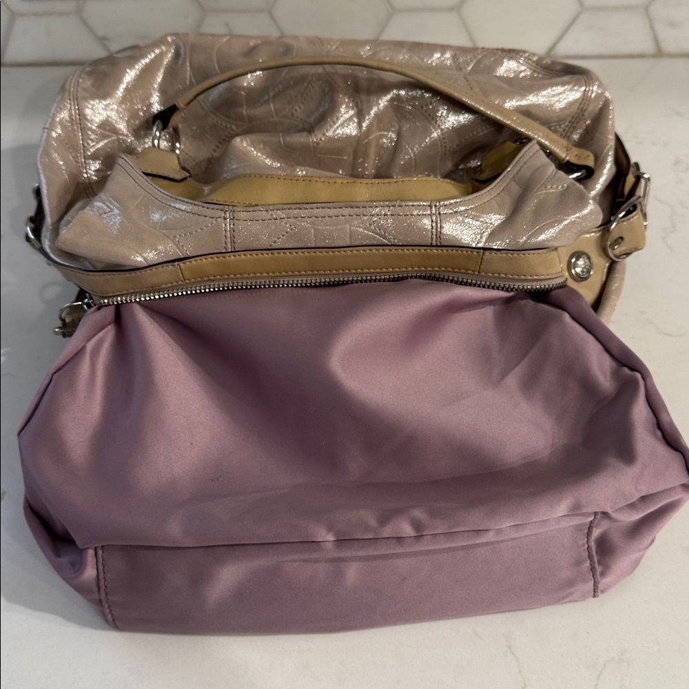 Coach Maggie Metallic Beige Quilted Shoulder Bag, EUC - Picture 7 of 15